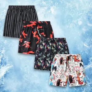 Men’s 4-Pack Printed Swim Trunks - Elastic Waist, Ideal for Beach Days, Pool Parties