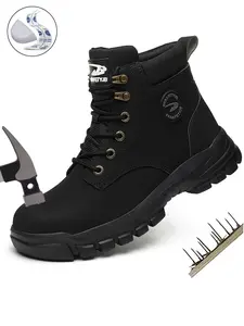 Steel Toe Work Boots for Anti-smash Anti-Punctur Men's Industrial & Construction Shoes, Lightweight, Comfortable, Indestructible Safety Shoes