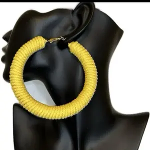 Yellow Rope Hoop Earrings - Large Circle Design for Women's Fashion Accessories