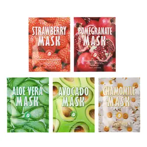 Rumilife Hydrating Facial Mask Moisturizing & Skin-Soothing Sheet Mask with Strawberry Pomegranate Aloe Vera Avocado and Chamomile Extracts