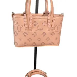 Pre-owned Louboutin leather Mini Bags Christian Pink Nano Loubintesky Cabata Tote Handbag with Stud Detailing Mini Bags