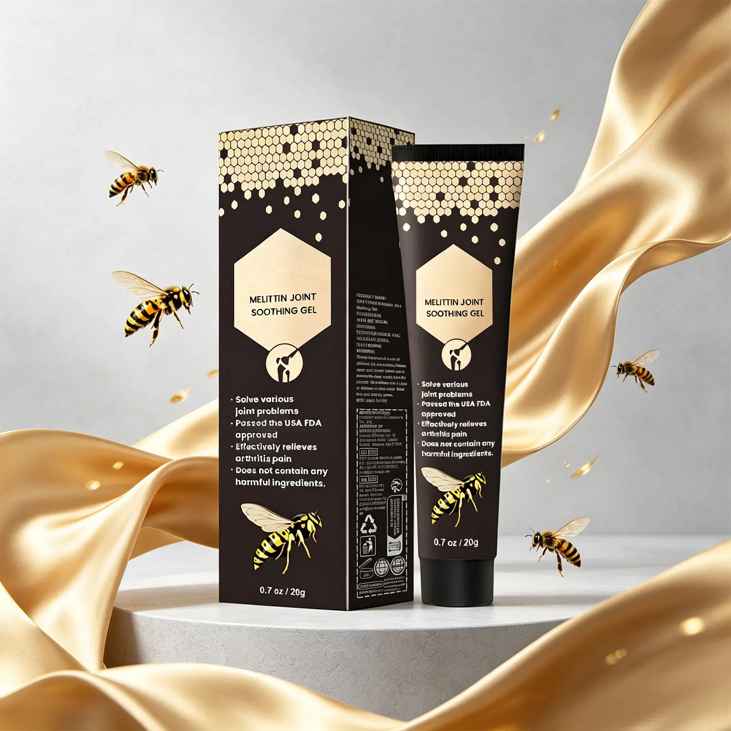 Gentle Joint Soothing Gel for Daily Massage Care – Natural Bee Venom Melittin Formula Soothes Aching Knees, Lower Back, Shoulders & Elbows – Non-Greasy, Quick Absorption Joint Comfort for Lumbar & Knee – Daily Use