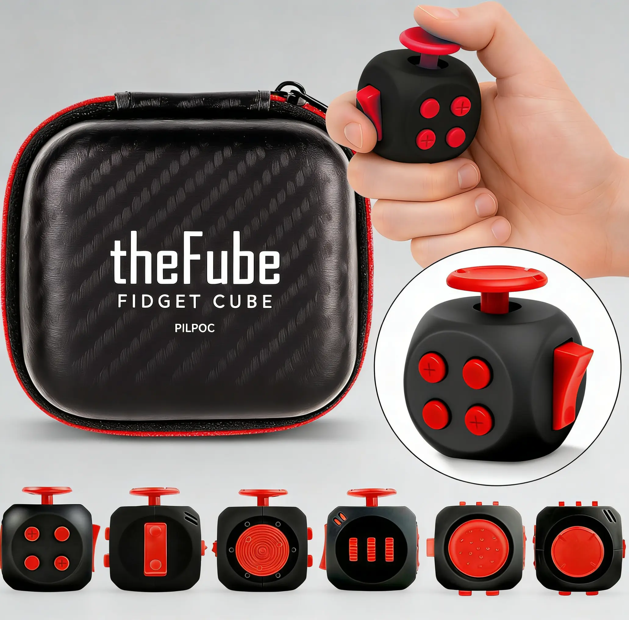 6-Sided Plastic Decompression Infinity Cube Fidget Toy - Unisex Stress Relief for Holidays, Birthdays, 4 Silent Surfaces, Partial Silent Buttons, Audible Mode, Durable Construction, Focus-Boosting Sensory Toy