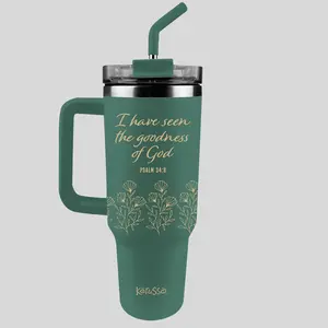 Kerusso 40 oz Stainless Steel Vacuum Flask - Portable, Silicone Lid, Silicone Straw, Grace-Infused, Ideal for God’s Love Themed Gifting