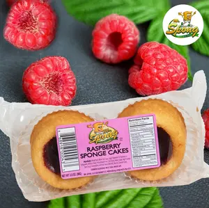 Mr. Spong Raspberry Sponge Cakes - Sweet Snack with Raspberry Filling Indulge in the Joy of Raspberry Goodness Ambient Snack