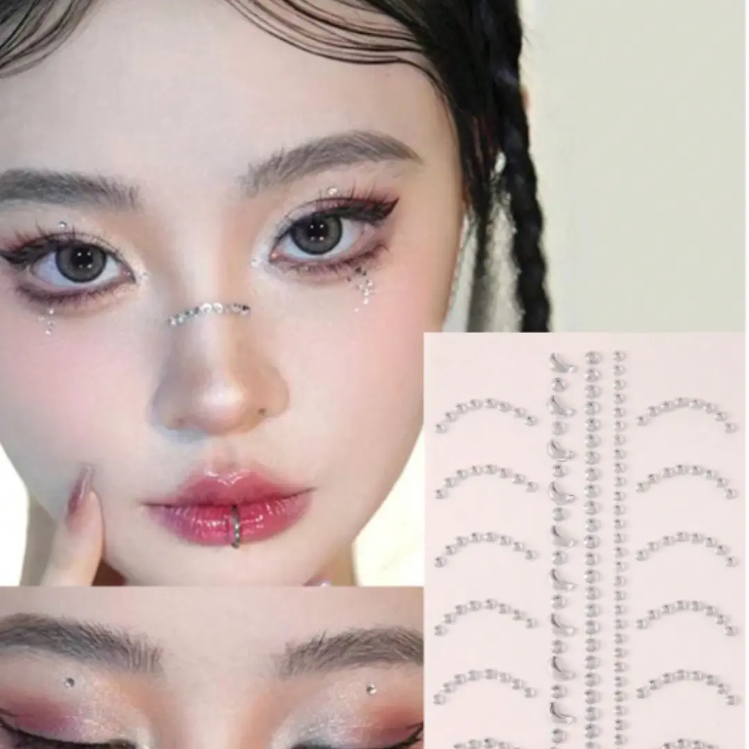1sheet Multicolor Mini Tear Drop Shape 3d Simulation Stone Face Sticker For Diy Makeup, Dance Party, Eye/face Decoration