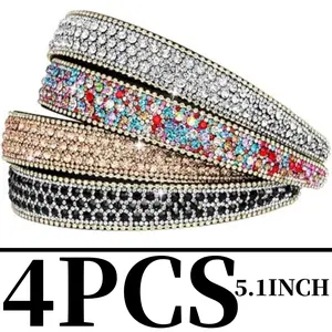 4 Pack Rhinestone Headbands Women Fashion Glitter Sparkly Diamond Headbands Flower Girls Back to School Prom Hair Accessories Women Girls Birthday Gift (Silver, Coffee, Black, Mixed Color) outdoor exercise clothing