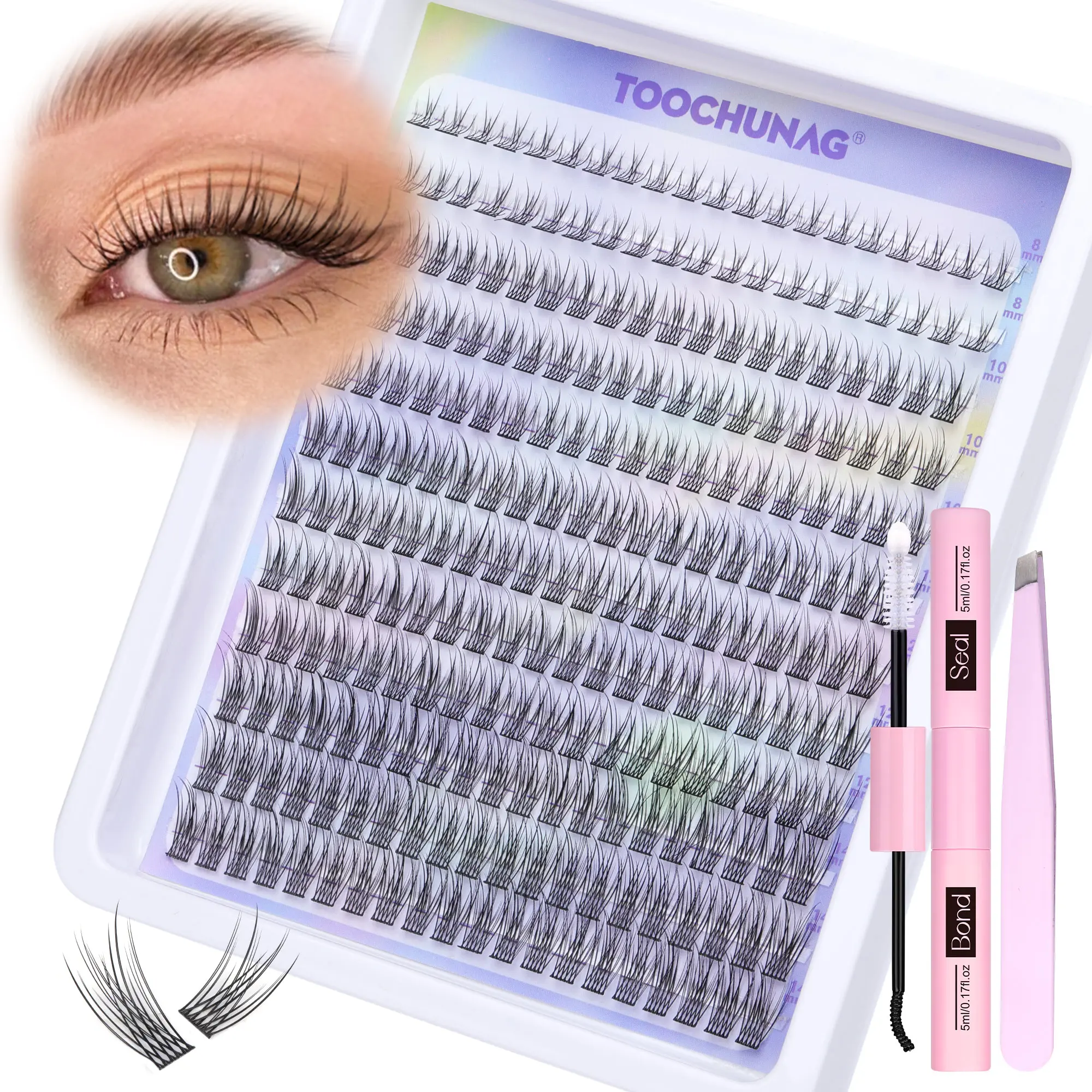 TOOCHUNAG Natural Eyelash Clusters 8-14mm DIY Lashes