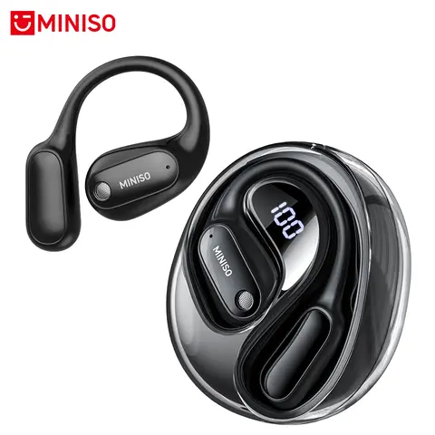MINISO MS190 OWS Open Ear Wireless Bluetooth 6.0 Headphones - 20kHz HIFI Audio, Plastic Fitness Earbuds, Touch Control, Built-in In-Ear Mic Call, Game-Ready Delay, Waterproof, Phone & Computer Compatible, Batteries Included