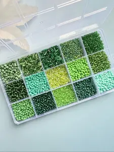 1 Box 15 Colors Fashion Simple Glass Tube Beads DIY Jewelry Necklace Bracelet Craft Making Accessories, DIY Jewelry Decoration, American Retro Style, All Seasons