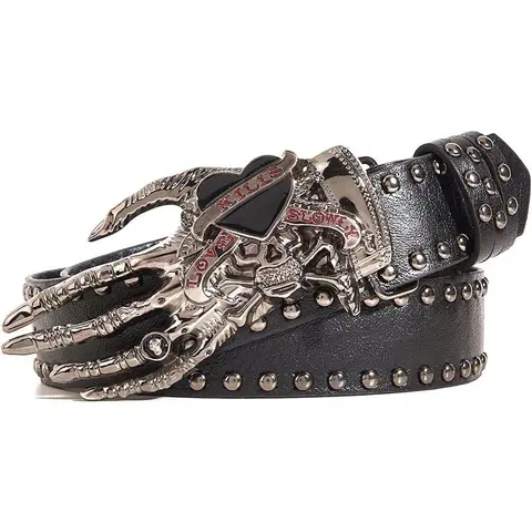 Skull Finger Belts Punk Style y2k Belt With Buckle Personalised Studded Belt for Women and Men 103 cm Length Unisex Design