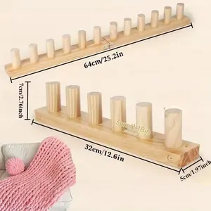 Wooden Handmade DIY Weaving Tools for Towels & Tapestries, Square Single-Ended Yarn Short Knitting Needles