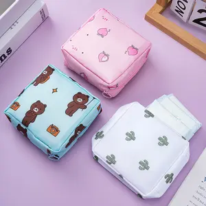 Cute Cartoon Menstrual Pad Storage Bag, Thick Travel Organizer for Sanitary Napkins, Stylish and Functional Design, On-The-Go Comfort
