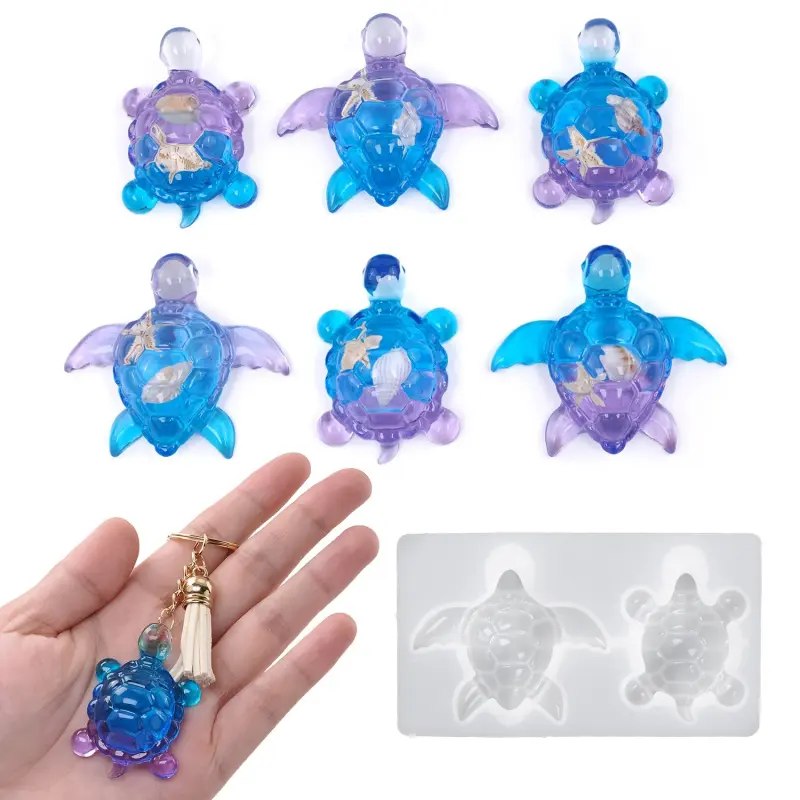 Resin silicone mold small turtle resin drip epoxy resin mold DIY small turtle ornament ocean keychain making mold silicone turtle plaster clay mold desktop ornament mold Craft