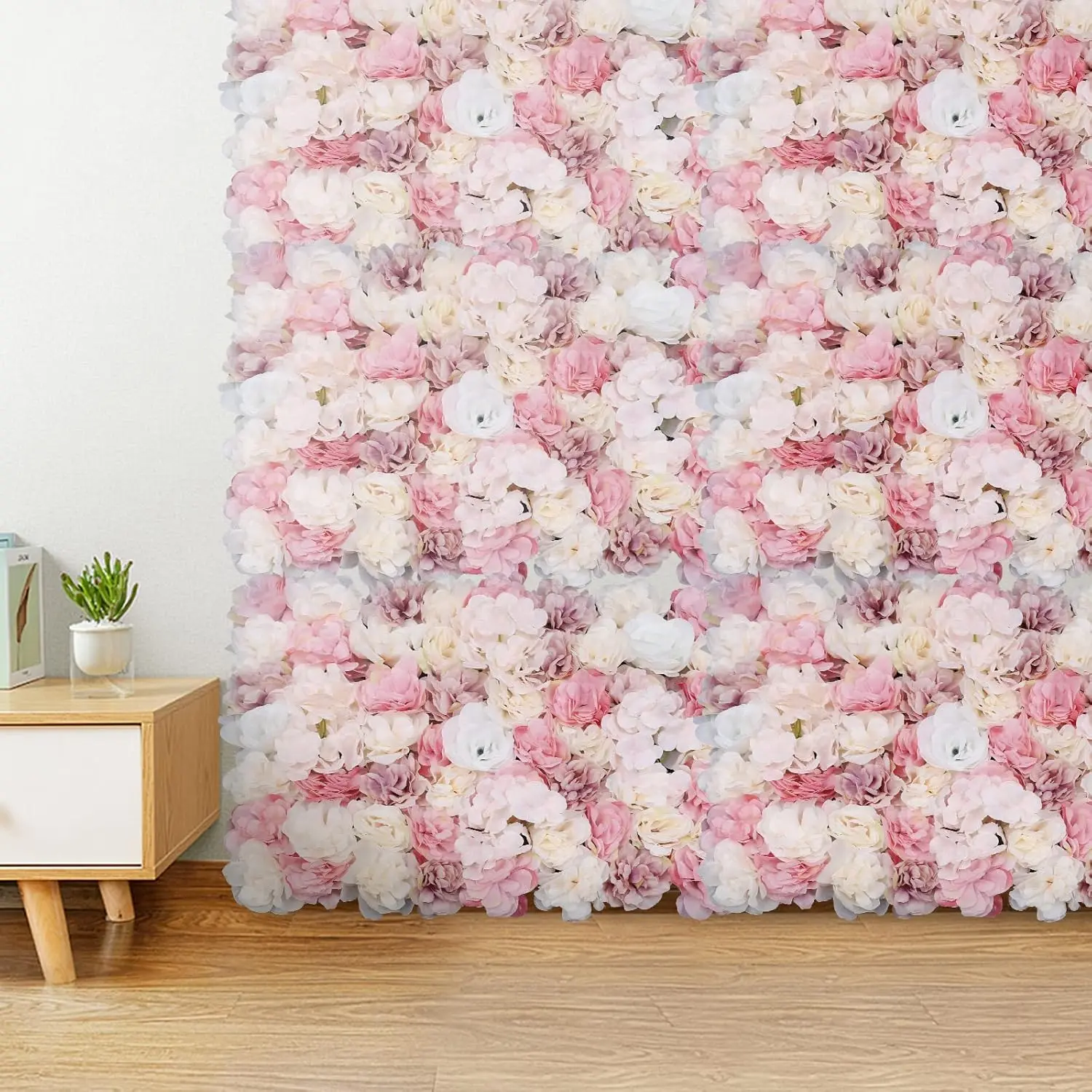 12Pcs Realistic Silk Artificial Flower Wall Panels (15.74"x23.62") - Flower Mats for Graduation, Court, Valentine's Day Decor, Baby Girls' Spaces, Outdoor Garden Privacy & Indoor Accents, Grid
