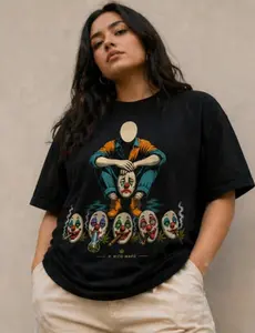 Creepy Clown Sitting with Jack-o'-Lantern Faces Tee | Halloween Horror Shirt