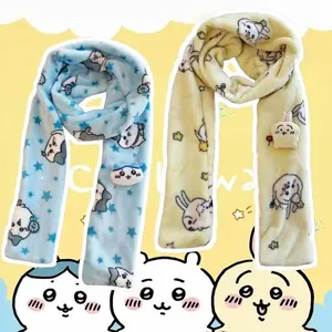 Cute Usagi Hachiware Plush Scarf For Winter Warmth, Dopamine Style Scarf For Men And Women, Kawaii Decorative Accessories