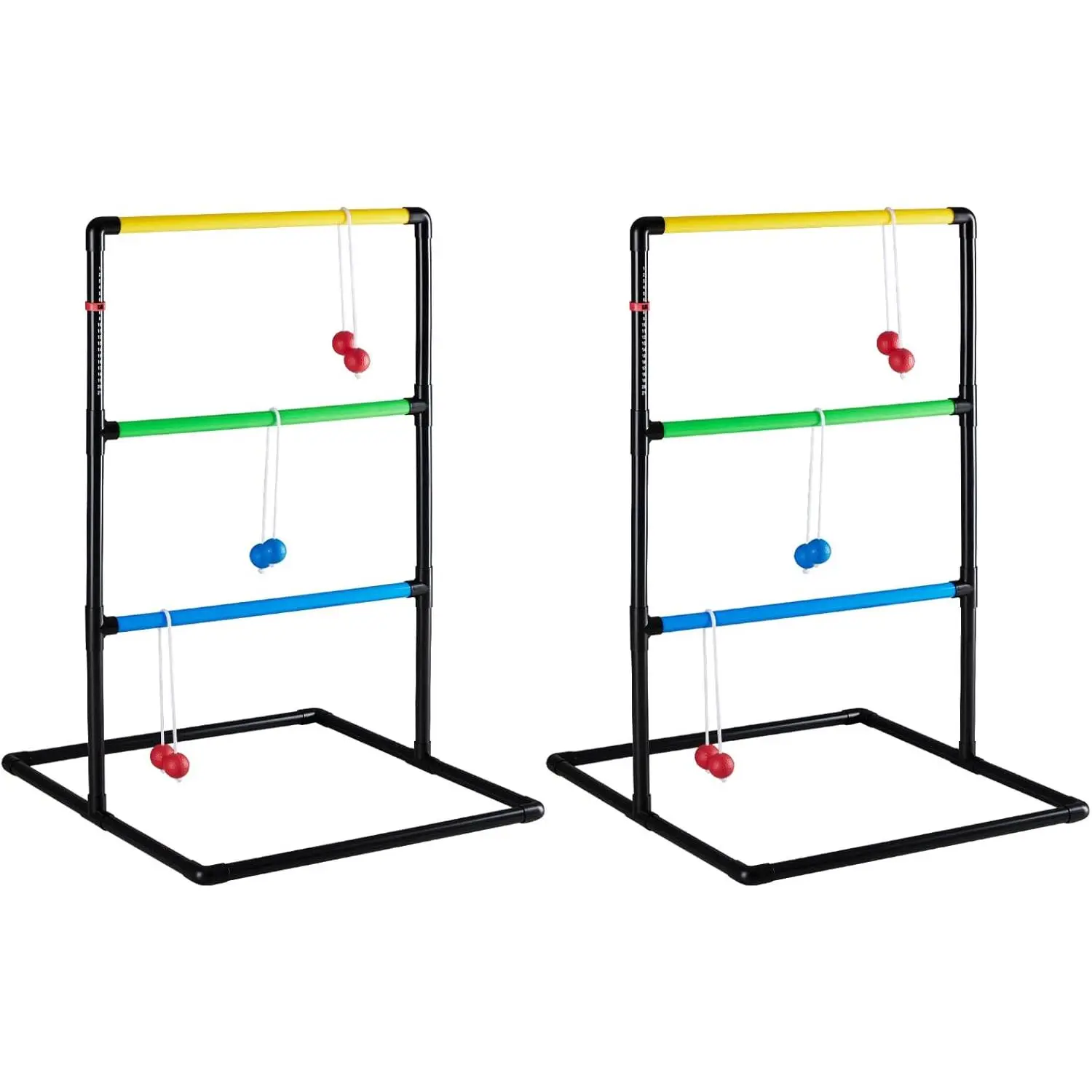 Classic Ladder Ball Game Kit with PVC Frame, 2 Target Frames, 6 Soft Bolas, 2 Score Trackers, Easy Assembly, Portable Carry Bag, 24x24x18in, 5.5-6.5 Lbs, for Family Fun, Beach Days, Camping, Unisex Ages 6+, Sports & Outdoor Rung Game