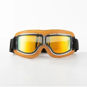 1pc Motorcycle Riding Goggles, Retro Helmet Visor, Windproof Sand Protection, Breathable Safety Full Frame, Trendy and Stylish