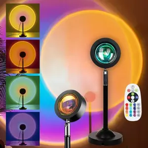 1pc Sunset Projector Light, Rgb16 Color Changing LED Atmosphere Lamp, Led Mood Light, Remote Control, USB Powered, Ideal for Home Decor, Halloween, Christmas