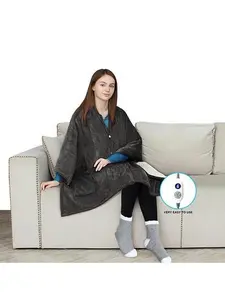 Warm & Cozy 64" x 50" Heated Plush to Sherpa Angel Wrap