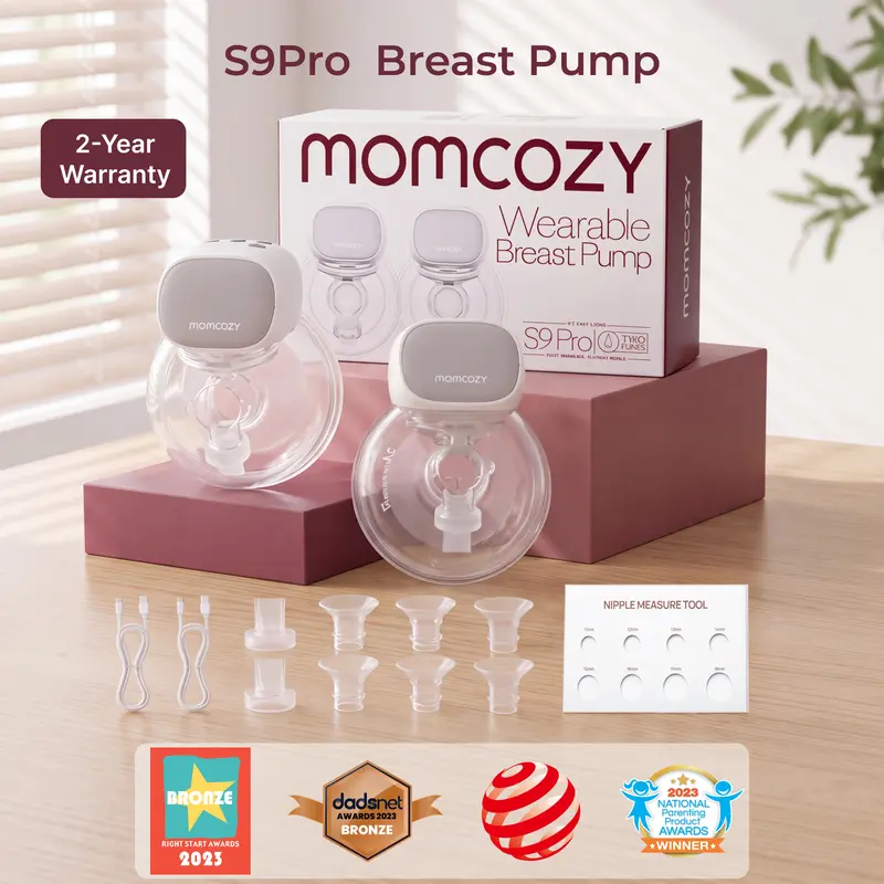 Momcozy  S9 Pro & S12 Pro Breast Pump, Upgraded Wearable Breast Pump, Hands-free Design, with LED Display, Dual-head Electric Portable Breast Pump, with 2 Modes and 9 Levels, 24mm,A Breastfeeding Pump