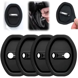 Universal Car Silicone Door Latch Protective Cover, Easy Install Car Decorations, Protects Door Latches for All Vehicles (Black, 4pcs)
