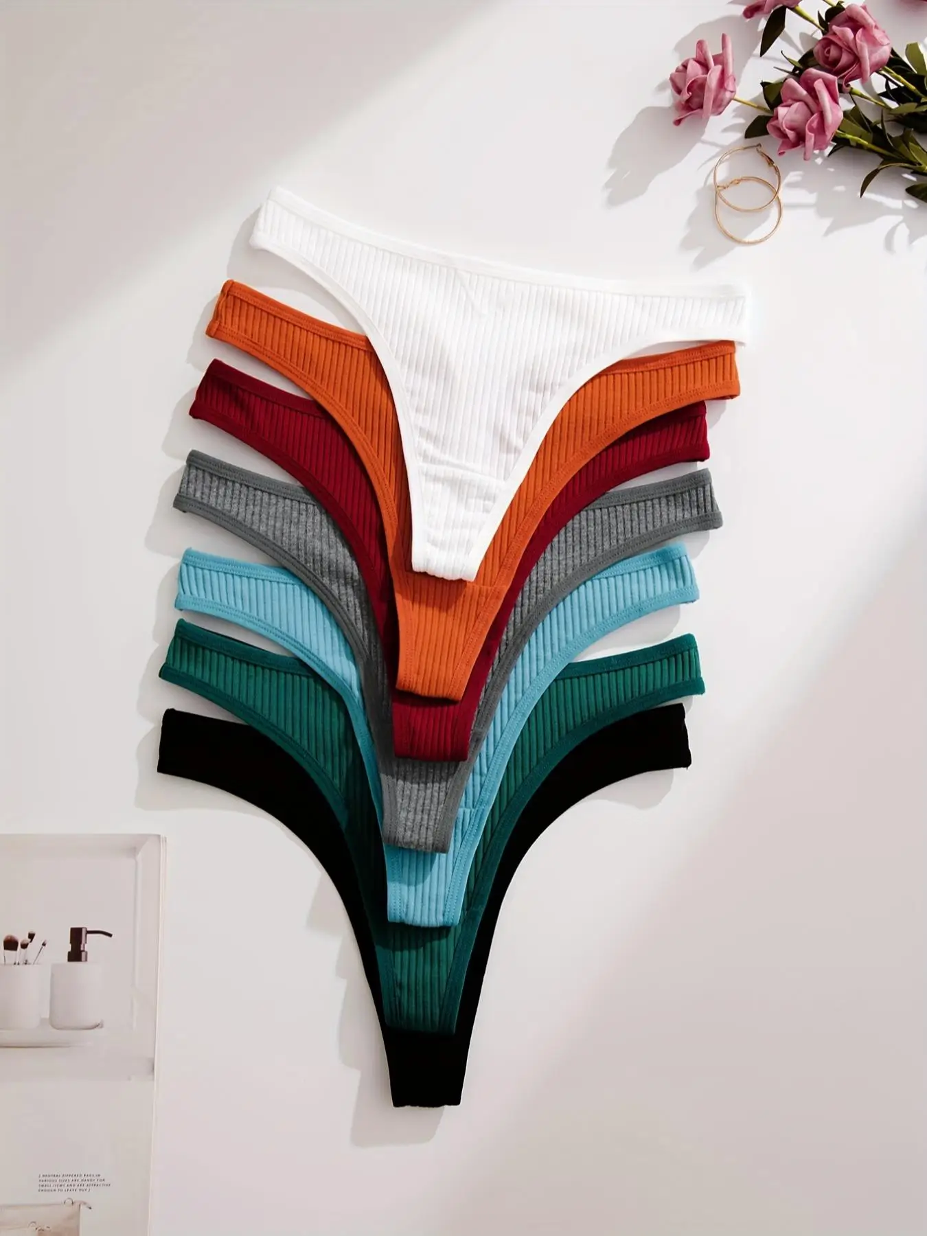 Comfortable Women's Thong Set, 7/12/18 Pack, Casual Style, Moderate Fabric Thickness, All Seasons Wear, Plain Pattern