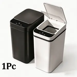 Bathroom Motion Sensor Smart Trash Can, Odor Sealing Touchless Trash Can with Lid, AA Battery Powered (Not Included), 12L Narrow Plastic Smart Waste Bin, Minimalist Style for Bathroom Home Kitchen, Smart Garbage Can