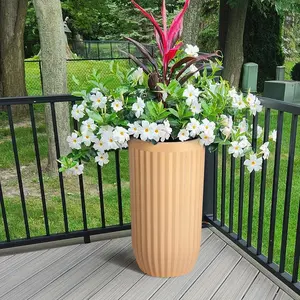 31 Inch Tall Gold Planter with a Water Level Monitor, Self Watering System and Wheels, Medium Flower Pots for Living Room, Bedroom Office, Patio, Porch, Garden