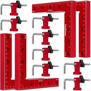 4 Pack 90  positioning square clamps set for woodworking, 5.5" x 5.5"(14 x 14cm)  precision right angle corner clamp for square picture frame tool box cabinet drawer and