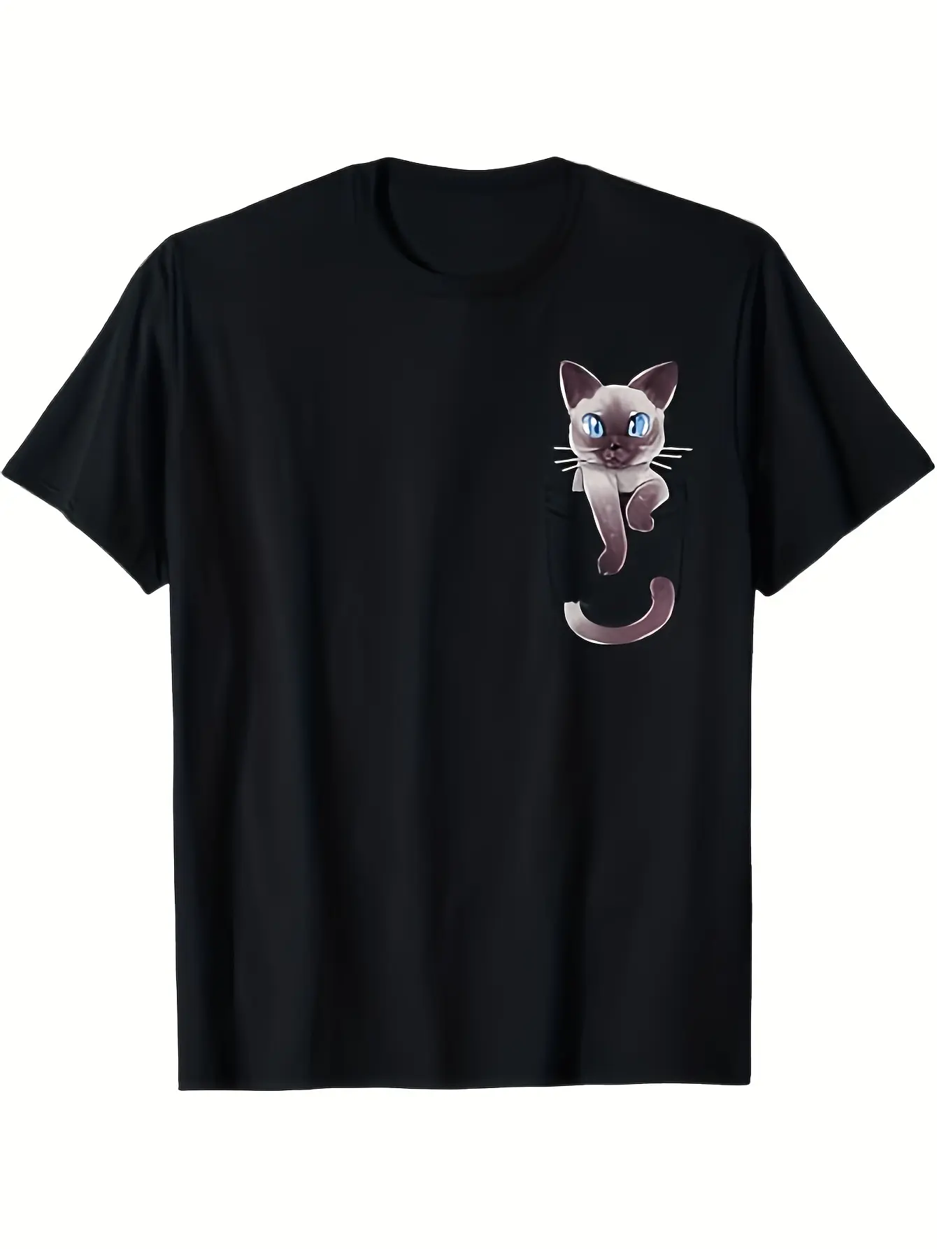 Cute Siamese Cat Graphic Tee - 100 Cotton, Crew Ne unisex soft cotton short sleeve t shirt, vintage graphic casual tee for men women teens, perfect birthday holiday gift for camping travel gym daily street  wear