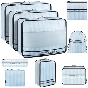 9 Set Packing Cubes Luggage Packing Organizers for Travel Accessories Space Saving Travel Bags for Carry On, Lightweight Mesh Zipper, Clothes, Shoes and Laundry Bag, Suitcases