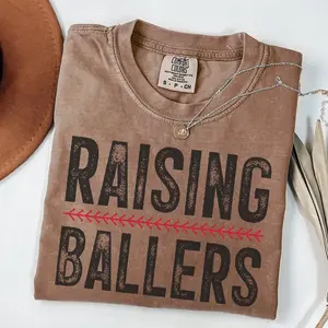 Comfort Colors® Baseball Mom T-Shirt - Funny Raising Ballers Graphic Tee - Humorous Baseball Season Shirt - Softball Mom Game Day Apparel - Sarcastic Sports Mom Top