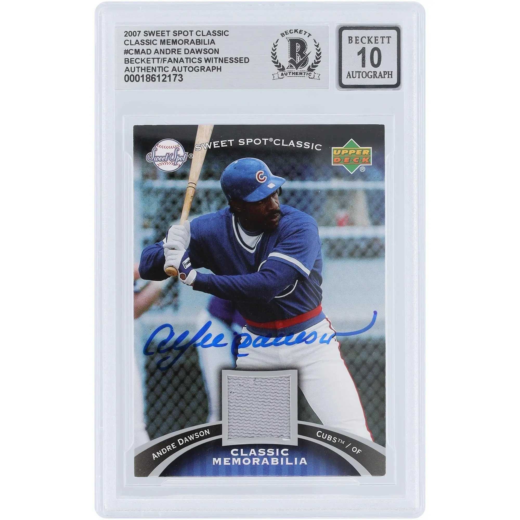Andre Dawson Chicago Cubs Autographed 2007 Upper Deck Sweet Spot Classic GU Relic #CM-AD Beckett Fanatics Witnessed Authenticated 10 Card - Fanatics Authentic Certified