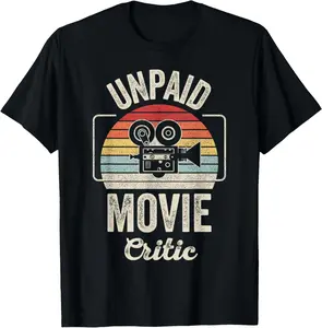 100% Cotton Retro Vintage Unpaid Movie Critic Film Cinema Motion Picture T-Shirt