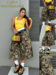 New Women's Street Fashion Casual Polish Camouflage Workwear Wide Leg Pants, Loose Fit, Trendy Style, Comfortable and Stylish