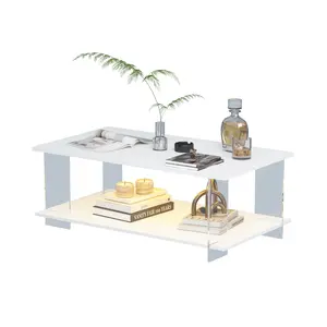 HedoAjim Linen-Textured Rectangular Acrylic Coffee Table - Sleek, Lightweight Indoor Furniture for Living Room, Hotel & Office Use, Acrylic Material, Rectangular Shape