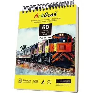Marker Paper Pad, 9"x12" Alcohol Marker Paper, 60 Sheets (120lb/200gsm) Marker Sketchbook Bleedproof, Art Paper for Drawing and Painting, Sketching, Coloring, Lettering