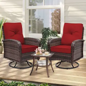 Comfortable 3-Piece Luxury Outdoor Patio Furniture Set with Cushions & Tempered Glass Tabletop – Perfect for Porches, Gardens, Balconies, and Terraces
