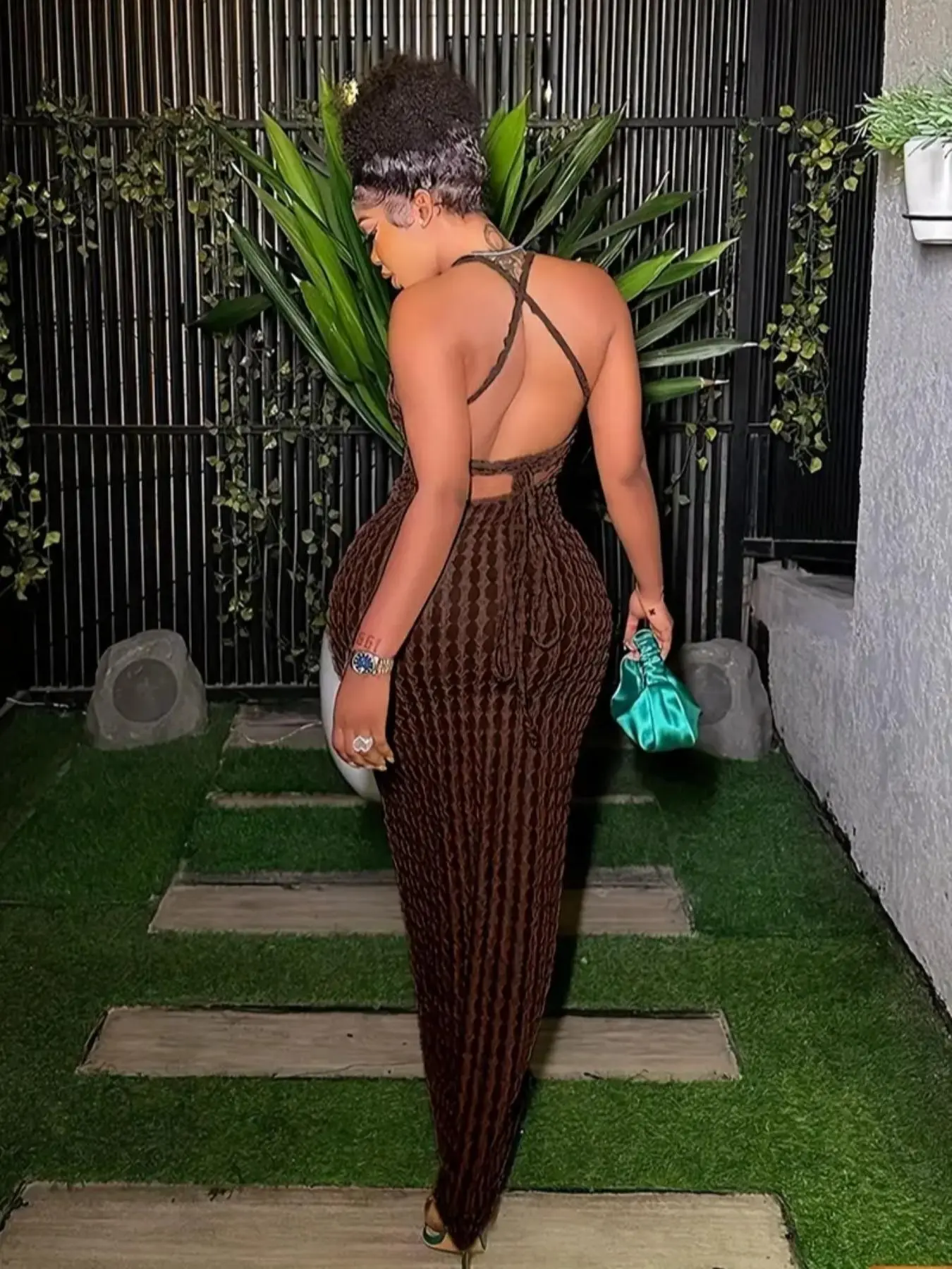 Women's Solid Criss Cross Backless Frill Trim Cami Dress, Bodycon Maxi Dress for Party Club Dating Wear, Dresses for Women, Summer Dresses, Womenswear, Lady - TikTok Shop Women's Solid Criss Cross Backless Frill Trim Cami Dress, Bodycon Maxi Dress for Party Club Dating Wear, Dresses for Women, Summer Dresses, Womenswear, Lady - TikTok Shop