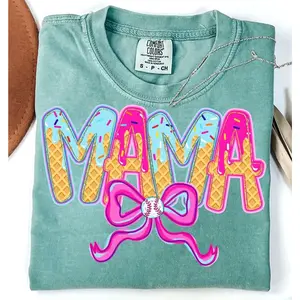Baseball Mama Drip Comfort colors Shirt, Baseball Ice Cream Drip Mama Coquette Sweatshirt, Game Day Baseball  Mom Dripping T-shirt
