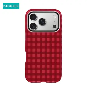 Koolife 1pc Red Gingham Plaid Phone Case, 2-in-1 PC+TPU Glossy Hard Shell, Anti-Scratch Shockproof Cover for iPhone 17/16/15/14/13/12/11/XR/XS Max | Must-Have!