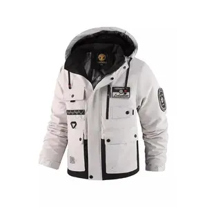 Men's Winter Jacket with Hood, Casual Coat with Warm Fleece Lining, Water-Resistant Parka, Outdoor Clothing for Cold Weather