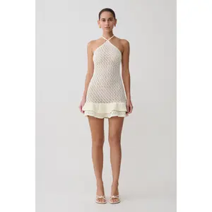 Carrisa Crochet Knit Mini Dress - White