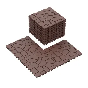 New Stone Texture 12" Interlocking Deck Tiles (44-Pack) - DIY Brown Patio Flooring for Poolside & Balcony #DeckTiles #DIYPatio