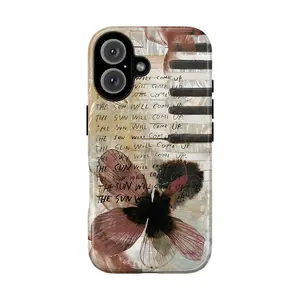 Vintage Butterfly Piano Aesthetic Phone Case |   Vintage Dark Academia Lyric Quote Case for IP 17 16 15 14 13 12 11 Pro Max XR Xs & SS Galaxy SS S25 - S22 Ultra Plus, Lyric Art Butterfly & Piano Keys Tough Case, Cute Gift for Women