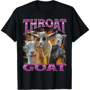 Unisex-Adults Throat Goat Funny Offensive Adult Humor Bootleg  T-Shirt - Black, Small - T-Shirt - Unique Graphic Design