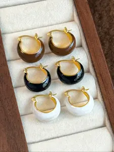 Women's Elegant Hoop Earring Set, Vintage Inspired Design, High-End Faux Glass & Enamel Drip Detail, Perfect for Daily Wear & Festive Occasions, Hoop Jewelry