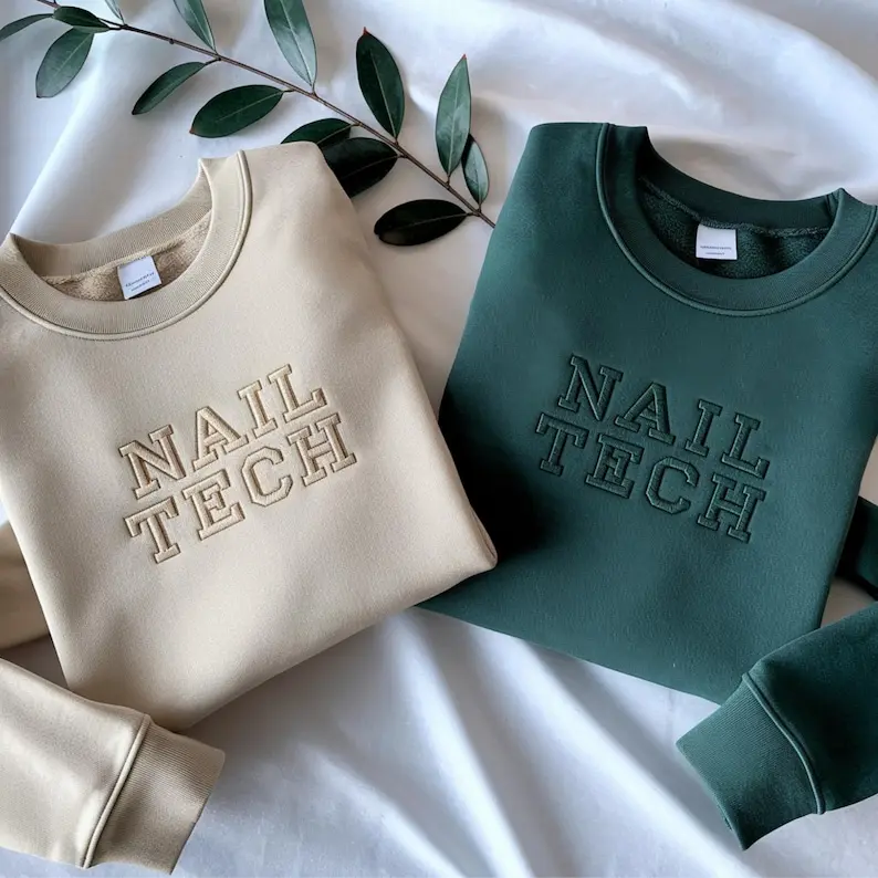 [Made in US] Embroidered Nail Tech Sweatshirt, Cosmetology Gift